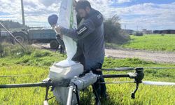 Yağmurdan çamura dönen tarlalarda çiftçi çözümü dronda buldu