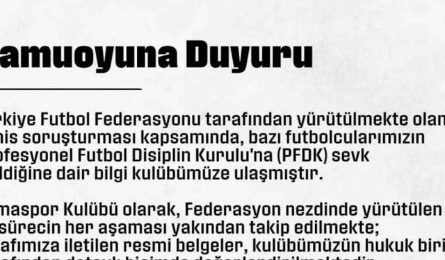 Somaspor’dan, PFDK’ya sevk edilen futbolcularıyla ilgili açıklama