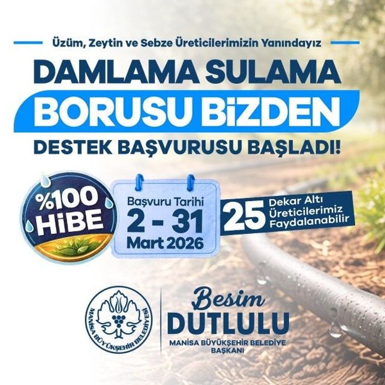 Manisa'da damlama sulama borusu yüzde 100 hibeyle dağıtılacak