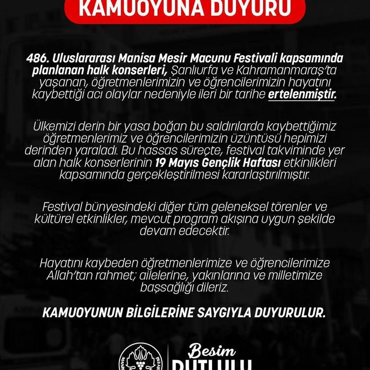 Mesir Festivali konserleri ertelendi